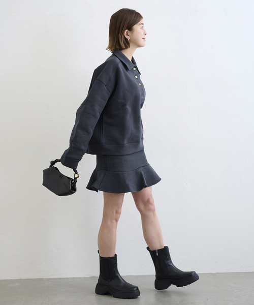 トレーナー スウェット GANNI/ ガニー Heavy Fleece Drop Shoulder Polo レディース GANNI トレーナー スウェット GANNI/ ガニー Heavy Fleece Drop