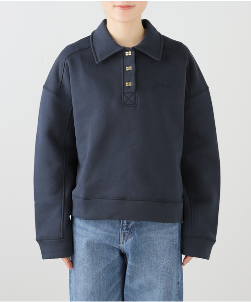 トレーナー スウェット GANNI/ ガニー Heavy Fleece Drop Shoulder Polo レディース GANNI トレーナー スウェット GANNI/ ガニー Heavy Fleece Drop