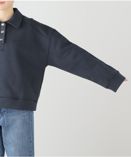 トレーナー スウェット GANNI/ ガニー Heavy Fleece Drop Shoulder Polo レディース GANNI トレーナー スウェット GANNI/ ガニー Heavy Fleece Drop