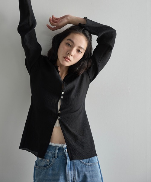 ブラウス シャツ 「ELOOPS」2WAY楊柳風ナローシャツ レディース ブラウス シャツ 「ELOOPS」2WAY楊柳風ナローシャツ レディース