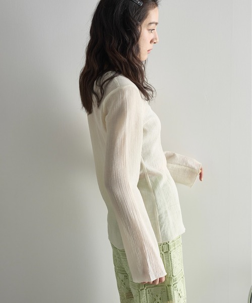 ブラウス シャツ 2WAY楊柳シアーブラウス　588567 レディース THE Yon ブラウス シャツ 2WAYシアー楊柳ロングスリーブトップス