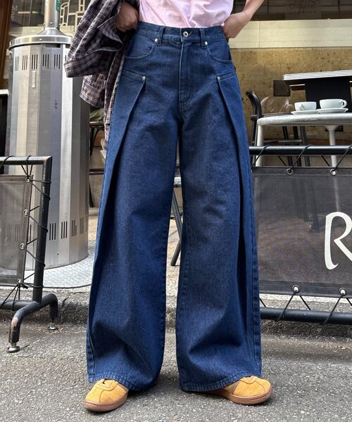 ワイドデニム カジュアルコーデ　メンズデニム　レディースデニム ワイドパンツ デニムパンツ メンズ レディース ジーパン