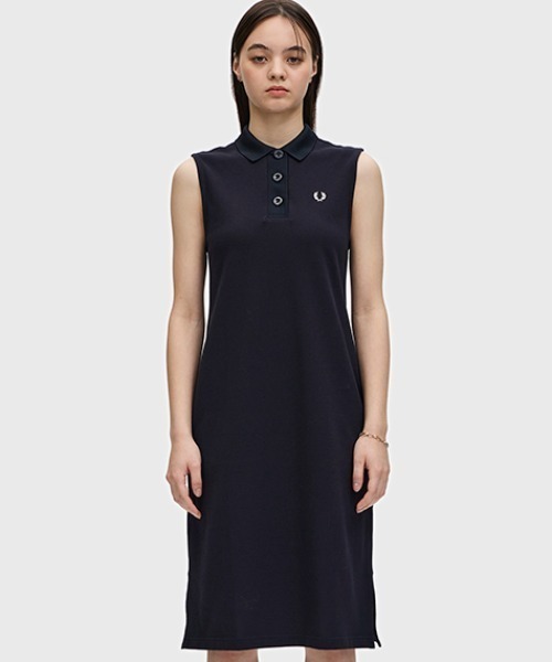 美品⚪︎ FRED PERRYノースリーブ プリーツワンピース チェック グレー FRED PERRY ワンピース Sleeveless Polo Dress／ノースリーブ