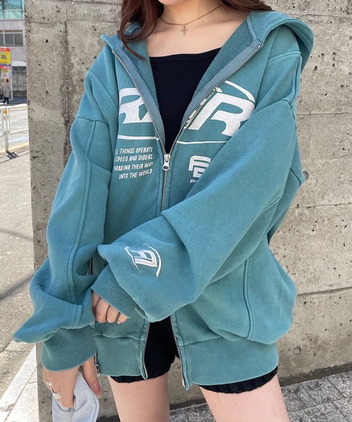 Roger&Raw（ロジャーアンドロウ） パーカー ダブルジップロゴプリント