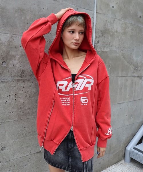 新品タグ付き パーカー ジャケット Roger&Raw（ロジャーアンドロウ） パーカー ダブルジップロゴプリント