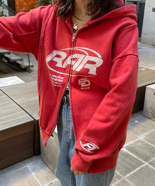 Roger&Raw（ロジャーアンドロウ） パーカー ダブルジップロゴプリント