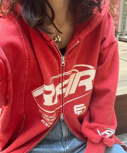 Roger&Raw（ロジャーアンドロウ） パーカー ダブルジップロゴプリント