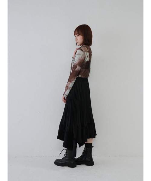 美品❣️お袖シースルーTシャツ Uenui tシャツ 「 cunii 」 透け感 モード アート柄 ニュアンス
