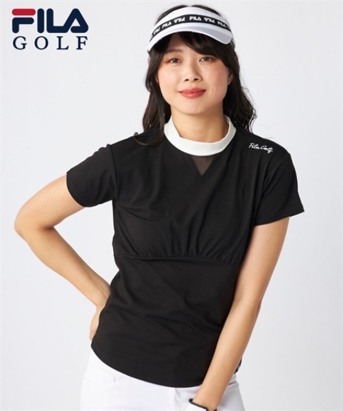 FILA GOLF 凹凸ジャガードモックネックシャツ（吸汗速乾・UVカット） レディース