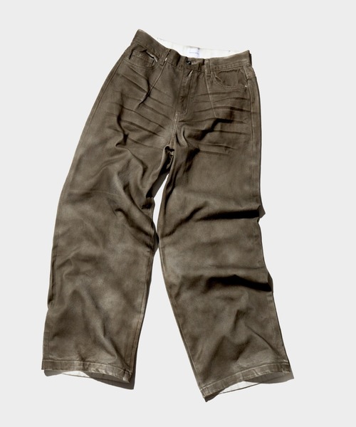 soerte × camphor wood フラワーペイントワイドバギーデニム Camphor wood ジーンズ wide baggy spray processing denim