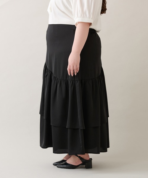 Louiosy ルオシー　レース刺繍スカート　大きいサイズ3L Louiosy スカート 「大きいサイズ」アシメティアードスカート