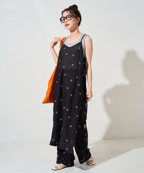 日本製 70sヴィンテージ シアーワンピース 昭和レトロ 花柄 シースルー 刺繍 VINTAGE - 日本製 70sヴィンテージ シアーワンピース 昭和レトロ