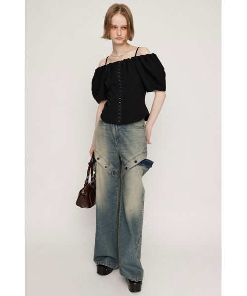 ブラウス シャツ FRONT HOOK VOLUME SLEEVE BL フロントホック ボリュームスリーブ ブラウス 夏服 半袖 秋服 レディース SLY ブラウス シャツ FRONT HOOK VOLUME SLEEVE BL フロント