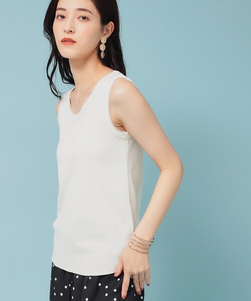 tシャツ 「異素材使い」ワイドリブタンクトップ レディース