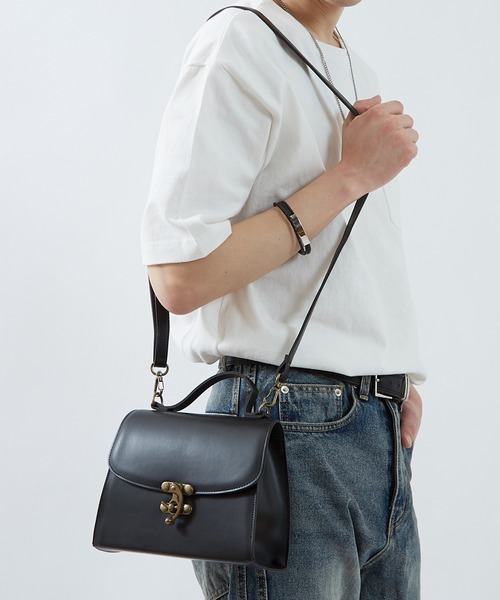 NULL ショルダーバッグ 「nl」PU クラシック ロック ショルダーバッグ