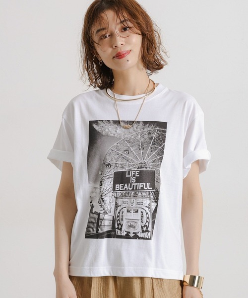 tシャツ 「daily CLIP」スター＆ストライプ フォトショートスリーブT レディース