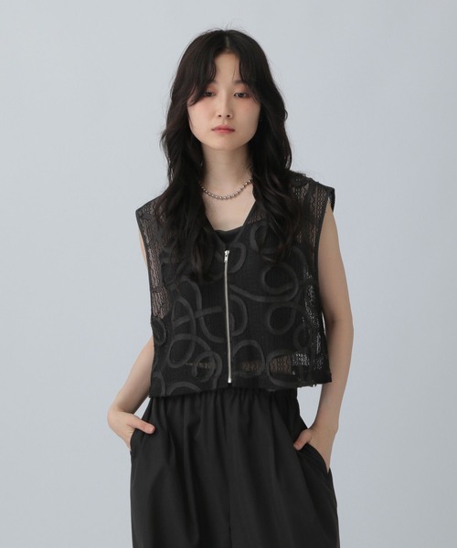 LEPSIM ベスト ジレ エンブロイダリーレースジレ 498193