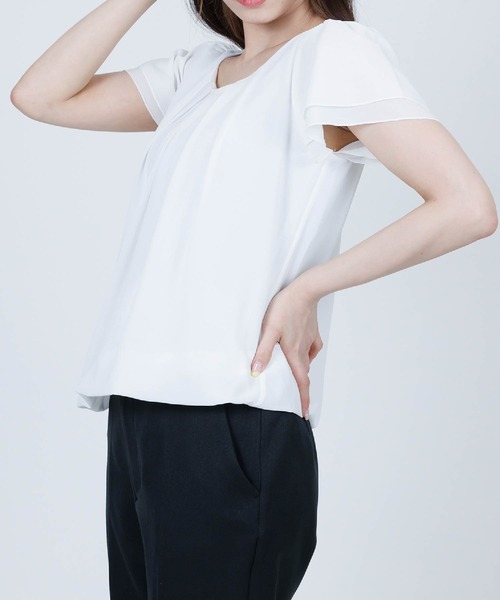 「DRESS LAB」 半袖ブラウス L ネイビー レディース