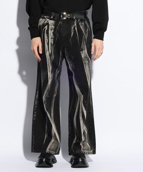 「HARE」 加工デニムパンツ MEDIUM ブラック メンズ