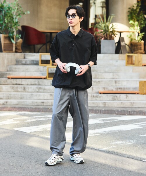 「FREAK'S STORE」 半袖シャツ MEDIUM チャコールグレー メンズ_画像2