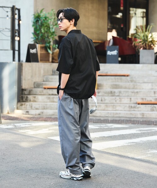 「FREAK'S STORE」 半袖シャツ MEDIUM チャコールグレー メンズ_画像5