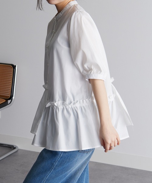 「RANAN」 7分袖チュニック M ネイビー レディース_画像3