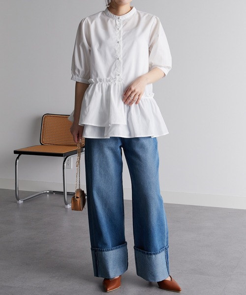 「RANAN」 7分袖チュニック M ネイビー レディース_画像9