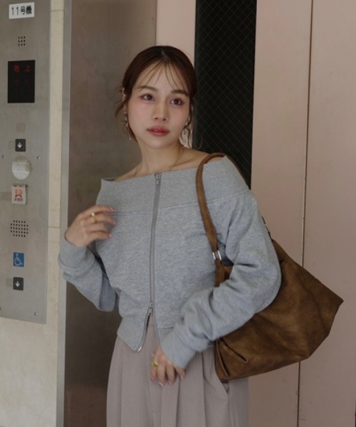 JUMELLE（ジュメロ） トレーナー スウェット zip off shoulder sweat