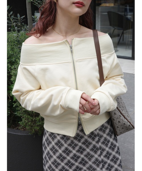 JUMELLE（ジュメロ） トレーナー スウェット zip off shoulder sweat