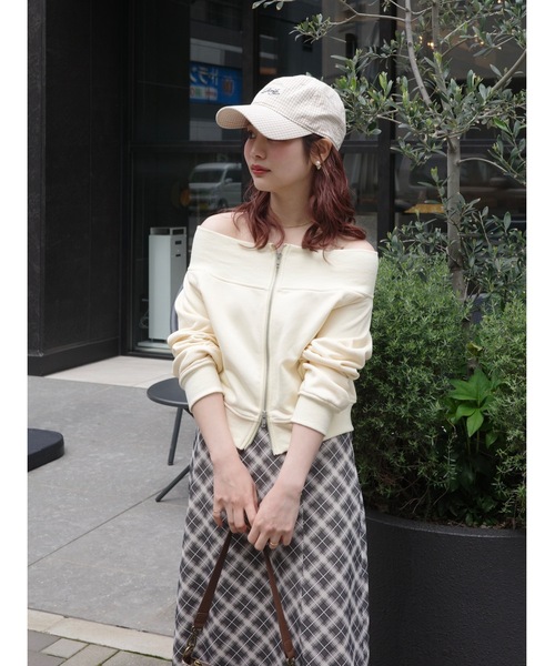 JUMELLE（ジュメロ） トレーナー スウェット zip off shoulder sweat