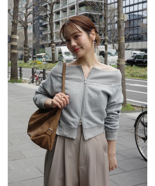 JUMELLE（ジュメロ） トレーナー スウェット zip off shoulder sweat