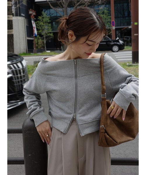JUMELLE（ジュメロ） トレーナー スウェット zip off shoulder sweat 