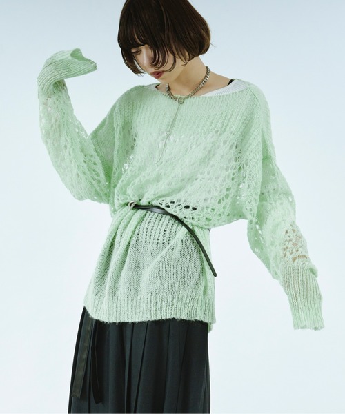 「Ezick」 長袖ニット FREE ライトグレー レディース_画像8