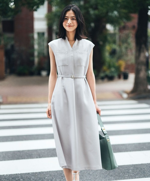 「NATURAL BEAUTY BASIC」 ノースリーブワンピース MEDIUM オレンジ レディースの画像
