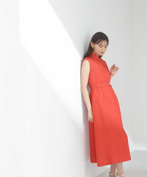 「NATURAL BEAUTY BASIC」 ノースリーブワンピース MEDIUM オレンジ レディースの画像