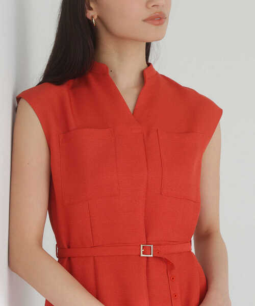 「NATURAL BEAUTY BASIC」 ノースリーブワンピース MEDIUM オレンジ レディースの画像