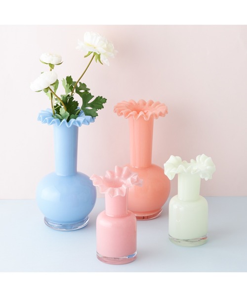 Francfranc（フランフラン） 花瓶 フリル フラワーベース M ピンク