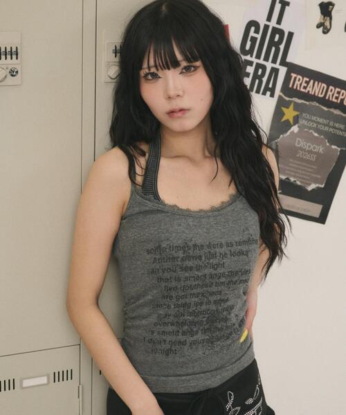 hysteric ロゴプリント タンクトップ キャミソールブラック　Y2K SKUL WOMAN タンクトップ（タンクトップ）｜HYSTERIC GLAMOUR