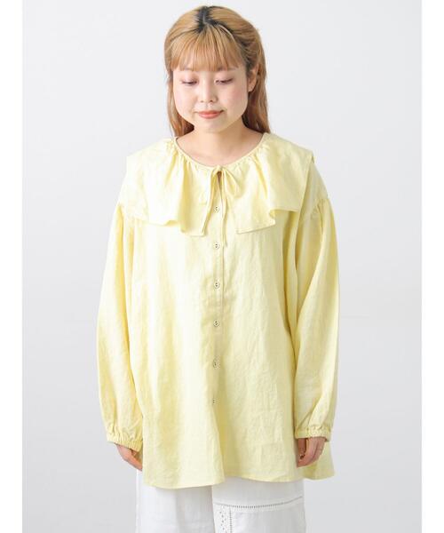 Samansa Mos2♡ 【Cross×Linen】セーラーカラーブラウス Samansa Mos2（サマンサモスモス） ブラウス シャツ 「Cross×Linen