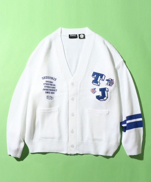 「SEQUENZ」 ニットカーディガン「Tom & Jerryコラボ」 X-LARGE グリーン メンズ_画像2