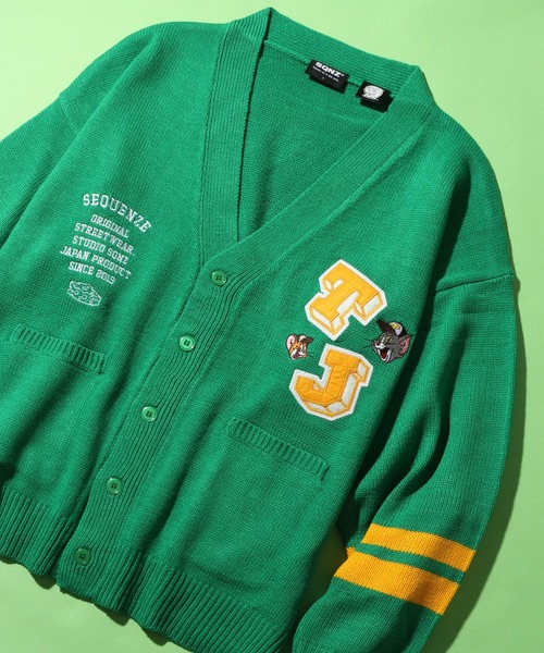 「SEQUENZ」 ニットカーディガン「Tom & Jerryコラボ」 X-LARGE グリーン メンズ_画像7