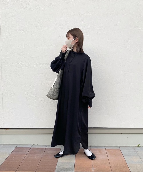 「hinari」 長袖ワンピース FREE ブラック レディース_画像2