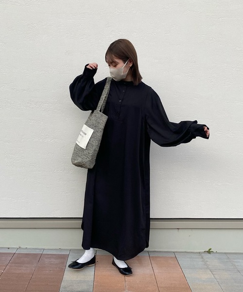 「hinari」 長袖ワンピース FREE ブラック レディース_画像6