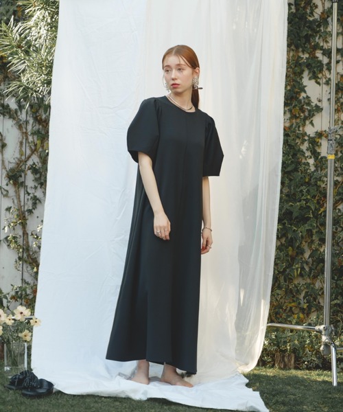 「hinari」 半袖ワンピース X-SMALL ブラック レディース_画像3