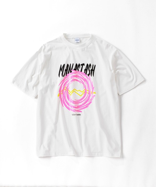 「MANASTASH」 半袖Tシャツ L ホワイト メンズ_画像2