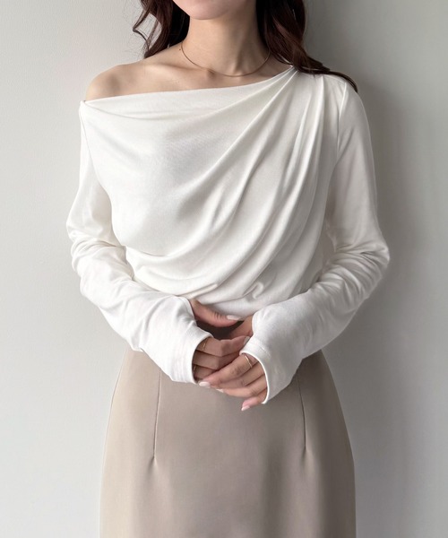 「mipiarl」 長袖カットソー X-LARGE ネイビー レディース_画像4