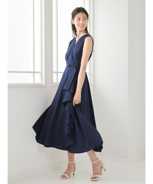 ワンピース 「洗える」カシュクールラッフルワンピースの画像