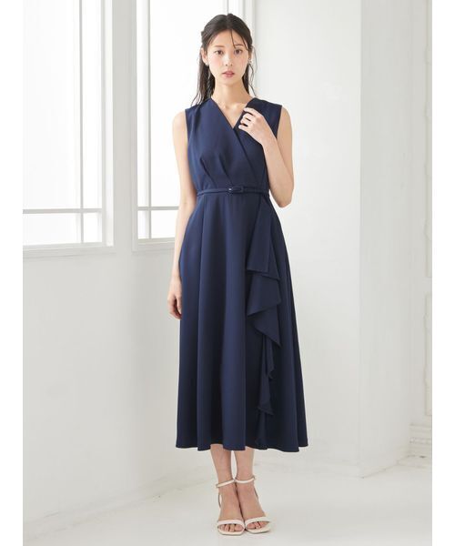 ワンピース 「洗える」カシュクールラッフルワンピースの画像