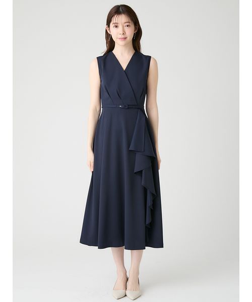 ワンピース 「洗える」カシュクールラッフルワンピースの画像