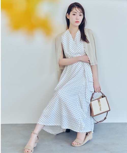ワンピース 「洗える」カシュクールラッフルワンピースの画像